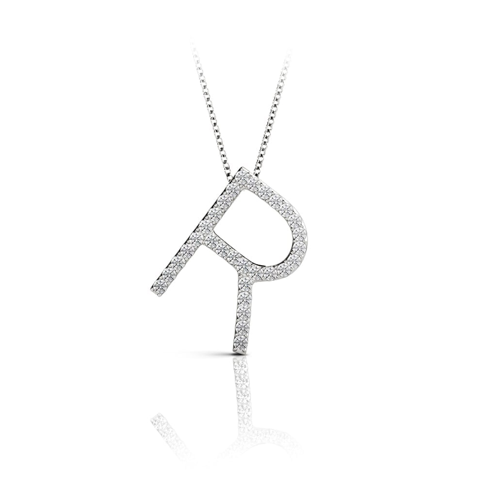 Diamond Initial Necklace - R | 01