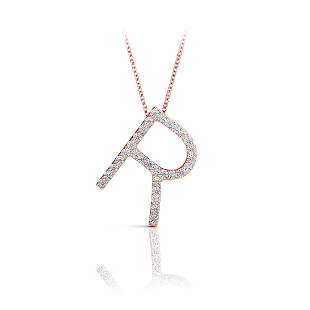 Diamond Initial Necklace - R | 05
