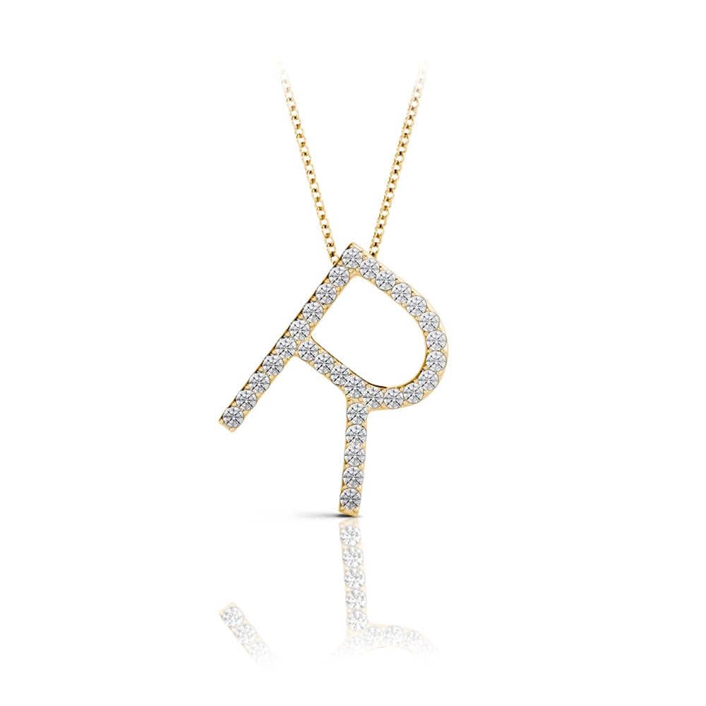 Diamond Initial Necklace - R | 04