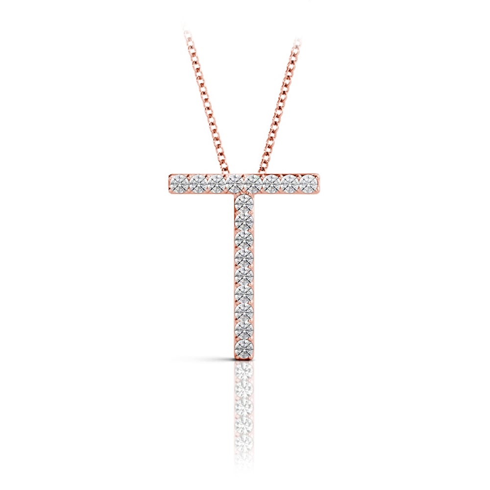 Diamond Initial Necklace - T | 05