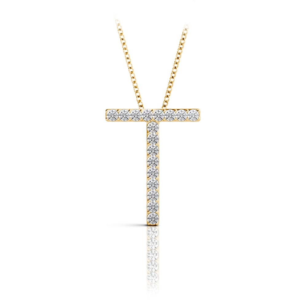 Diamond Initial Necklace - T | 04