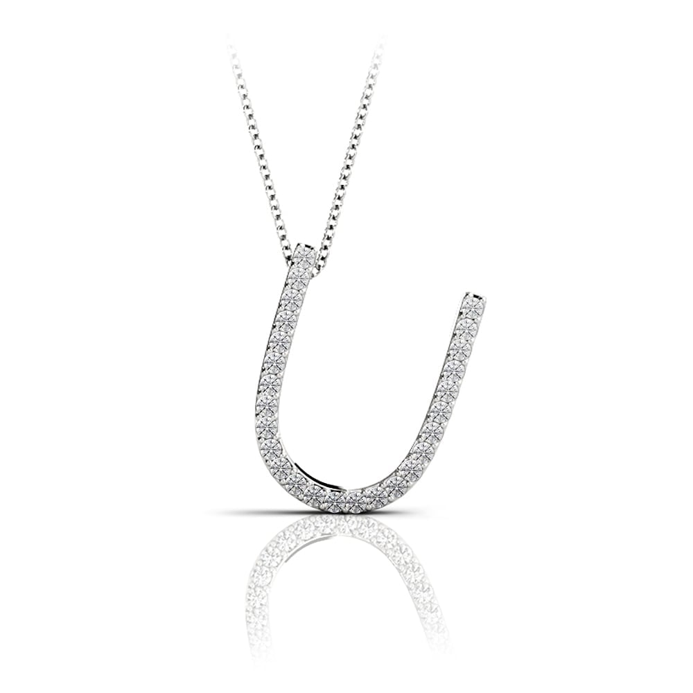 Diamond Initial Necklace - U | 01