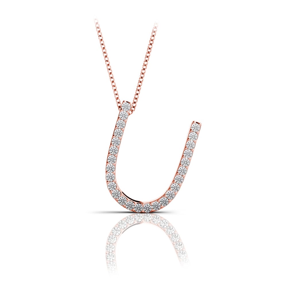 Diamond Initial Necklace - U | 05