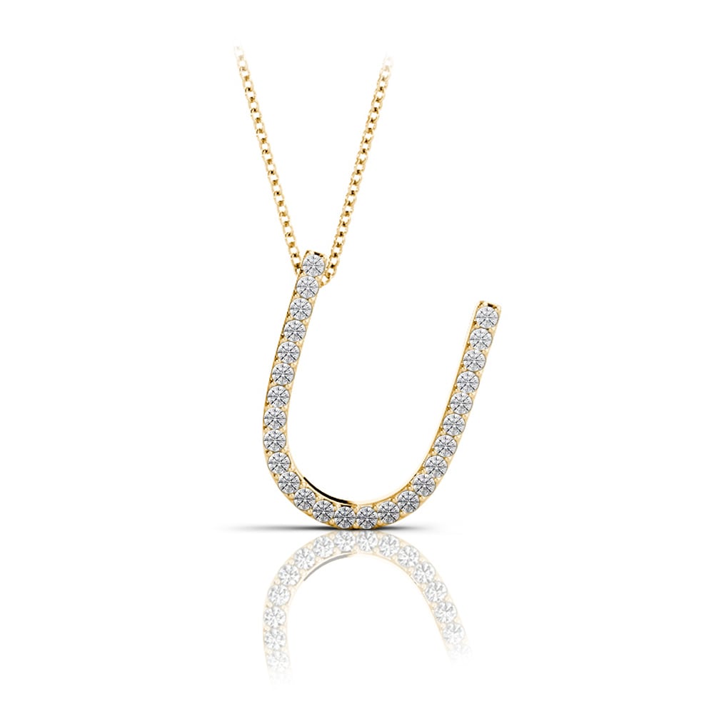 Diamond Initial Necklace - U | 04