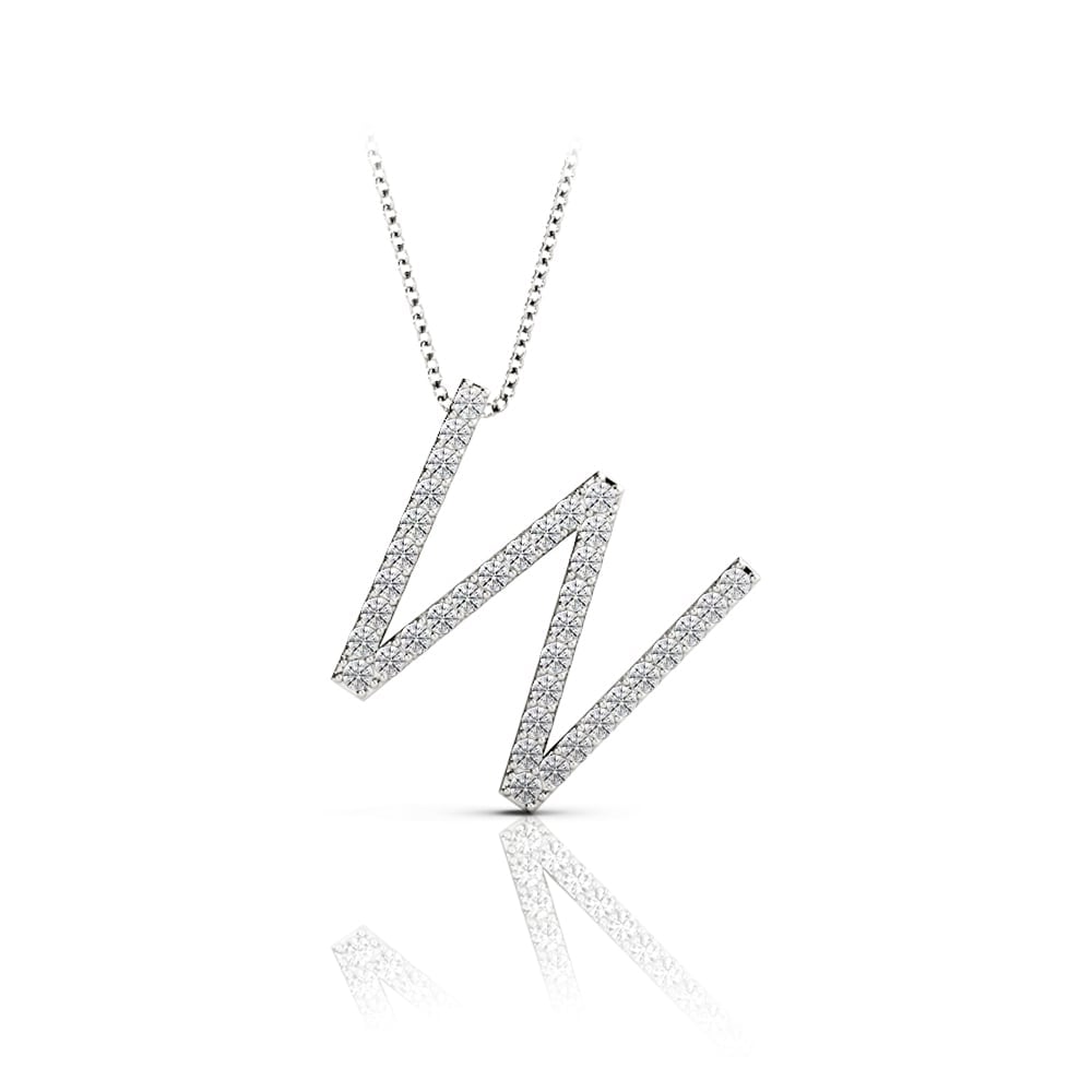 Diamond Initial Necklace - W | 01