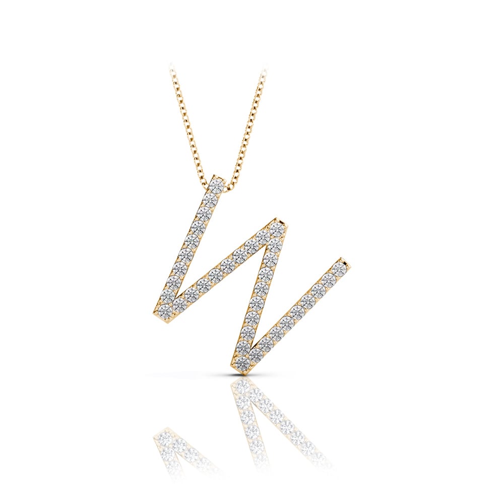 Diamond Initial Necklace - W | 04