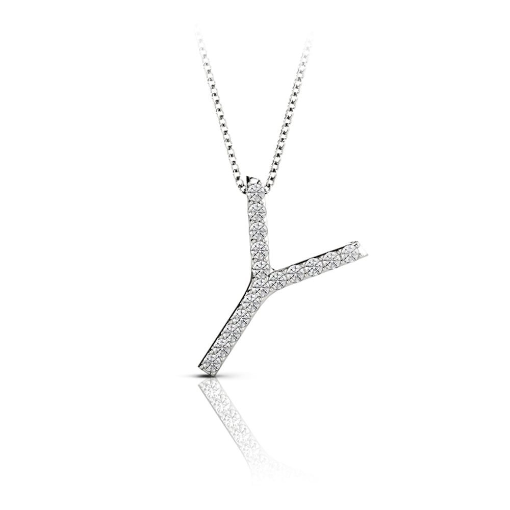 Diamond Initial Necklace - Y | 01