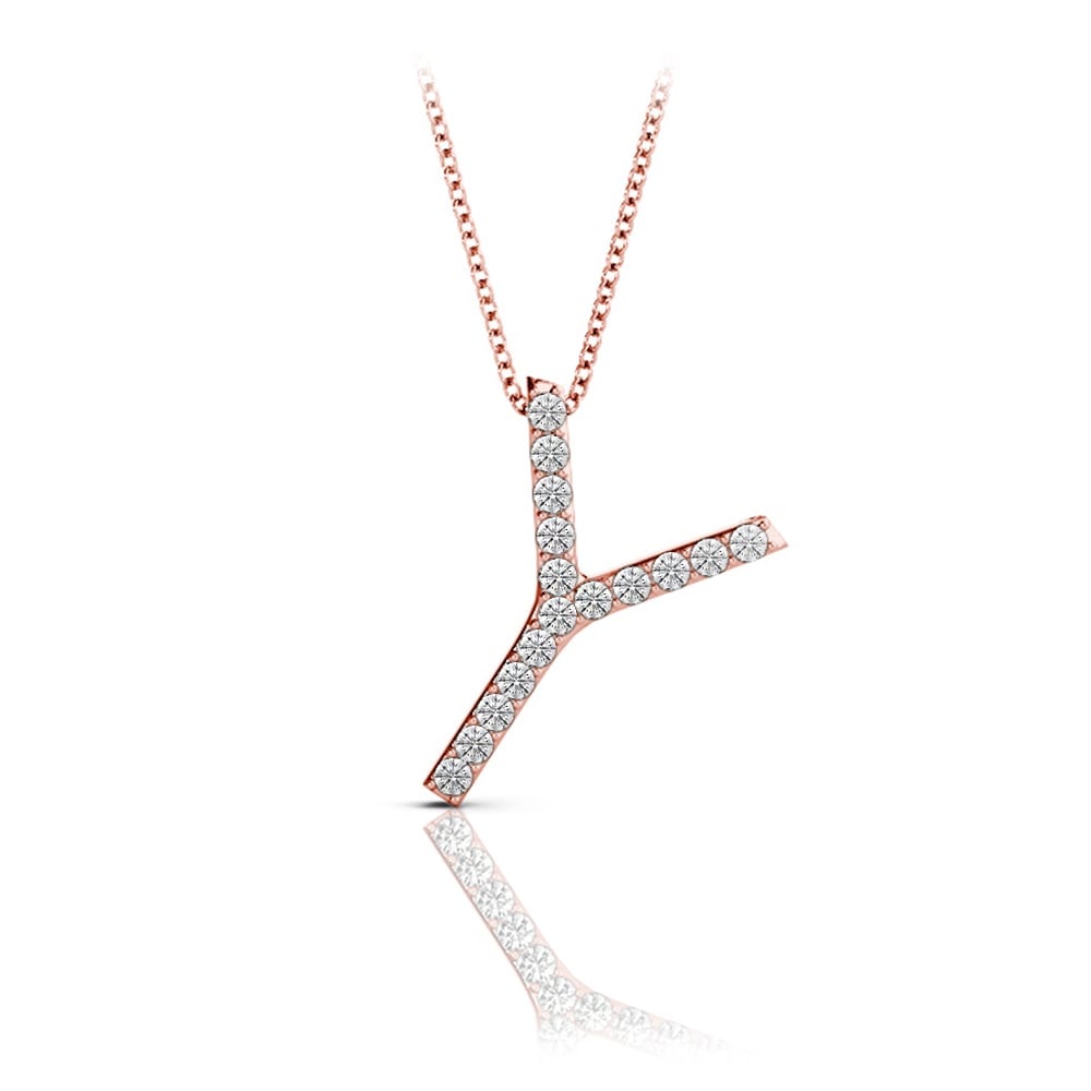 Diamond Initial Necklace - Y | 05