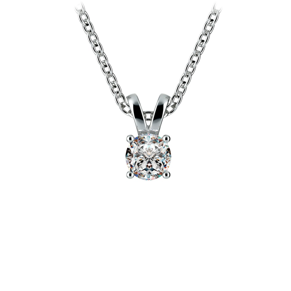 Dainty 1/4 Carat Round Diamond Necklace In Platinum | 01