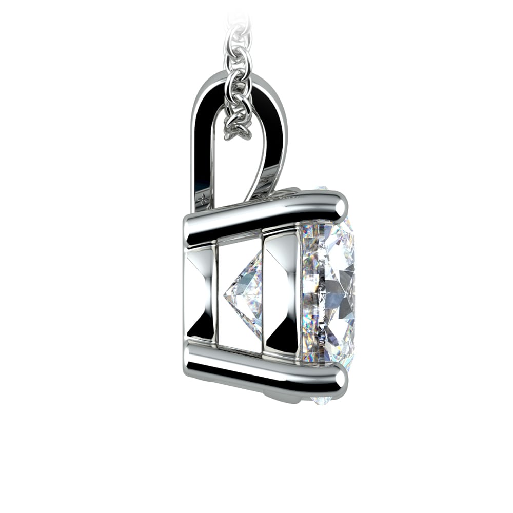 Three Carat Round Cut Diamond Pendant Necklace In Platinum | 02