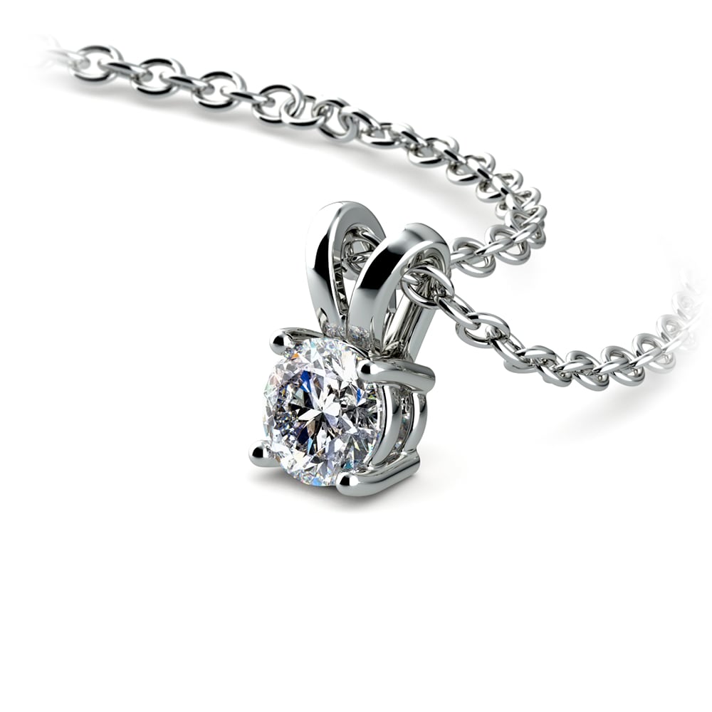 Dainty 1/4 Carat Round Diamond Necklace In White Gold | 03