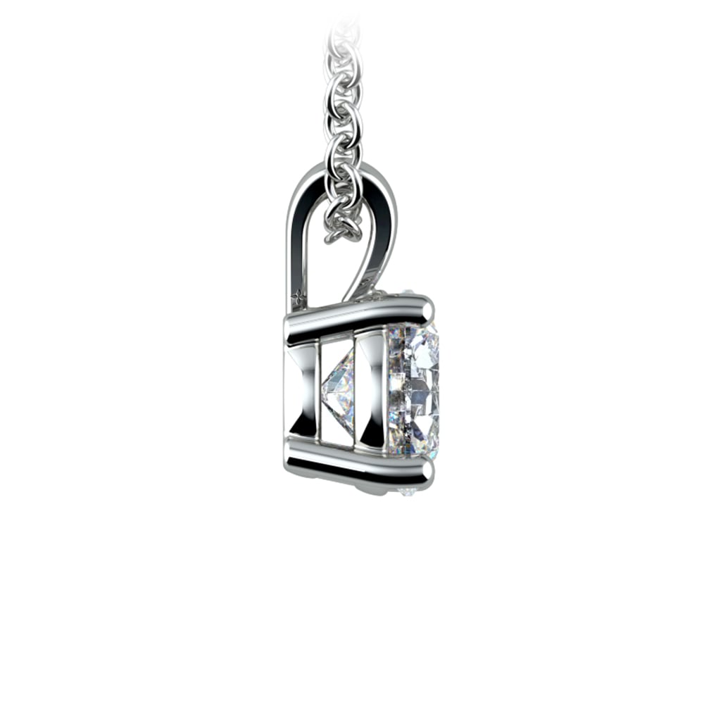 Classic 1 Carat Round Diamond Pendant In White Gold  | 02