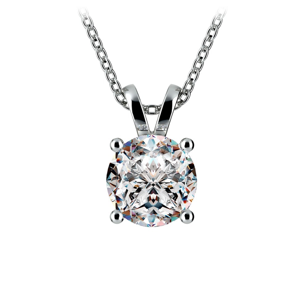 Two Carat Round Diamond Pendant Necklace In White Gold | 01