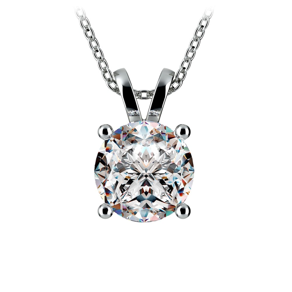 Three Carat Round Cut Diamond Pendant Necklace In White Gold | 01