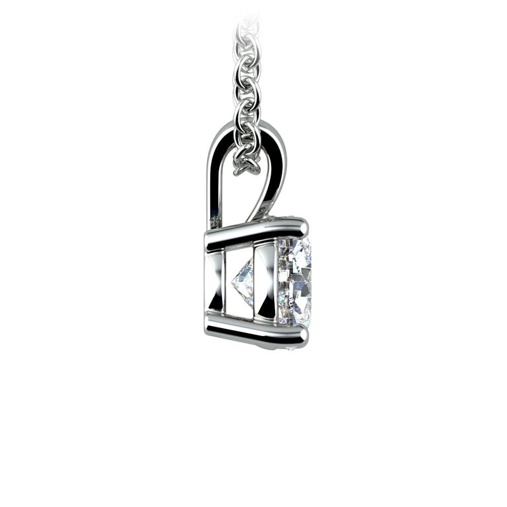 Round Diamond Solitaire Pendant Setting Necklace In Platinum | 03