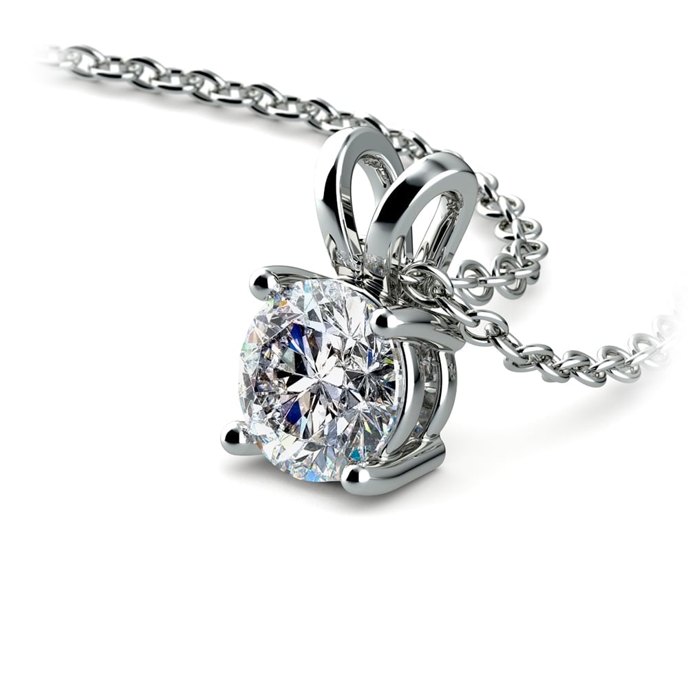 Round Diamond Solitaire Pendant Setting Necklace In White Gold | Zoom