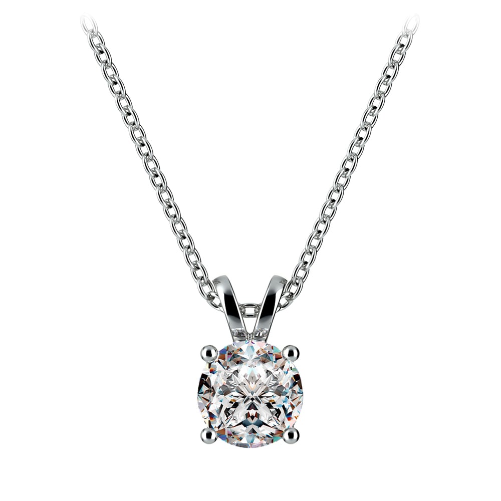 Round Diamond Solitaire Pendant Setting Necklace In White Gold | Thumbnail 02