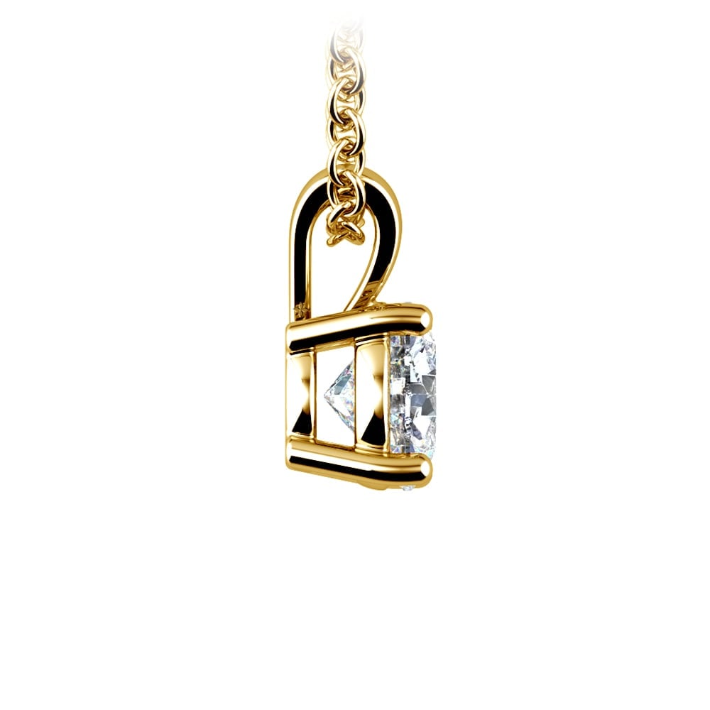 Round Diamond Solitaire Pendant Setting Yellow Gold Necklace | 03