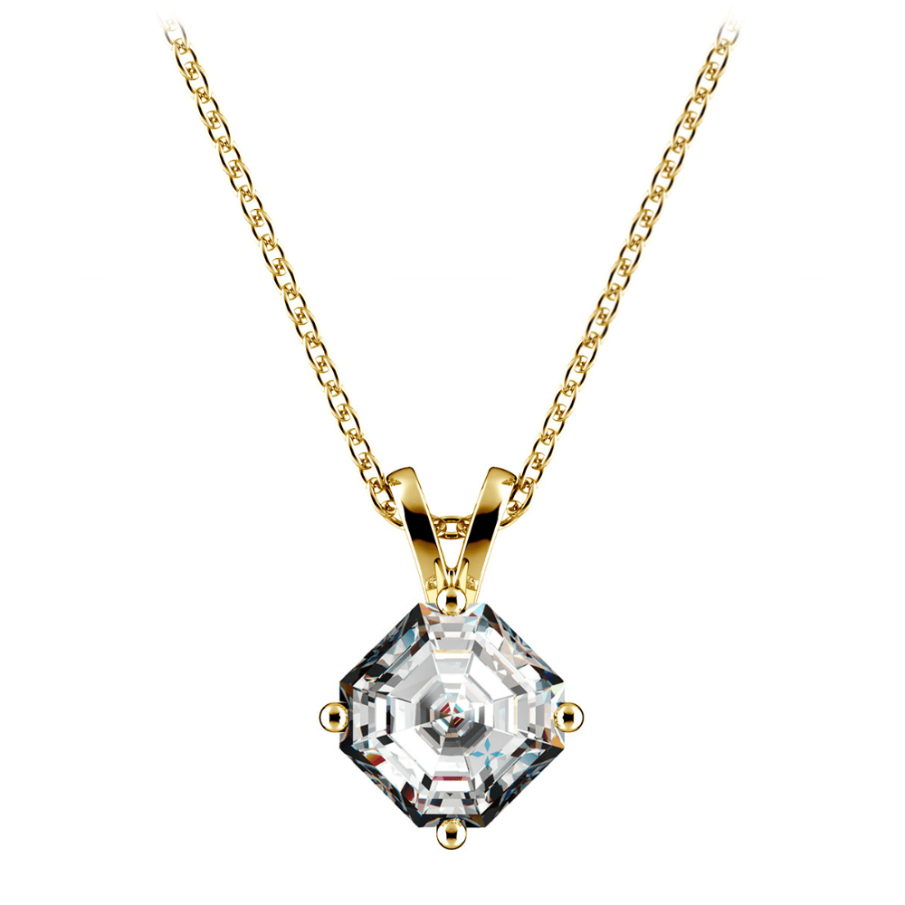 Square Cut Diamond Solitaire Pendant Setting In Yellow Gold | Thumbnail 04