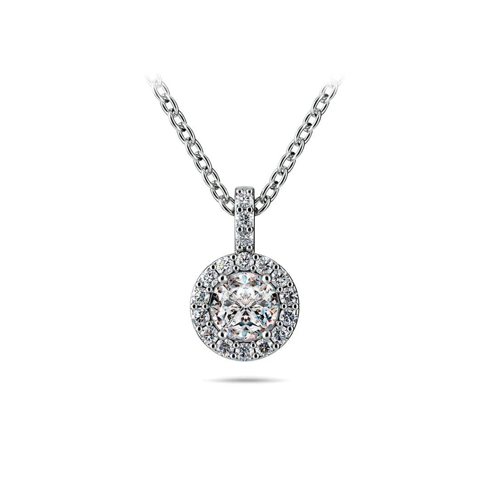 Diamond Halo Pendant Necklace In White Gold (1/2 Carat) | 01