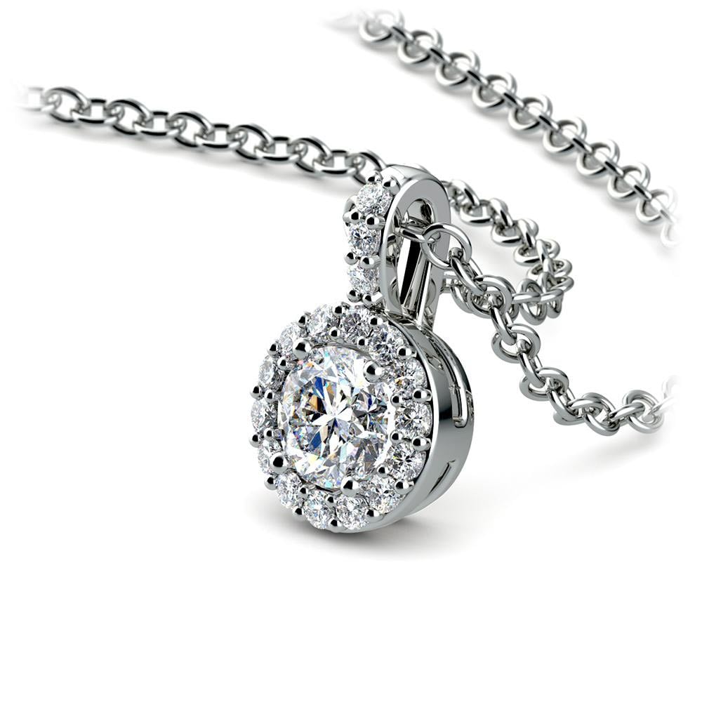 Diamond Halo Pendant Necklace In White Gold (1/2 Carat) | 03