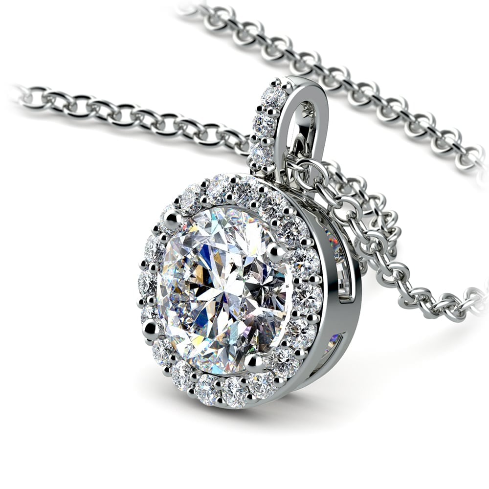 Platinum Halo Diamond Necklace (1 1/2 Ctw) | 03
