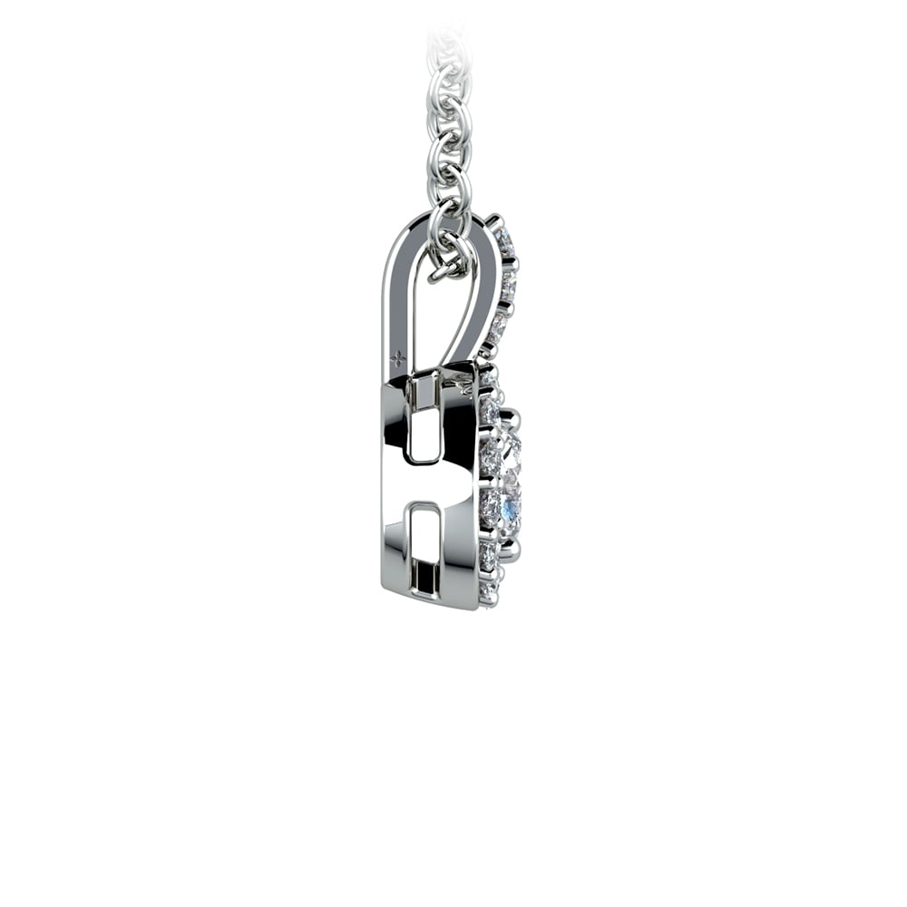 Platinum Diamond Halo Pendant Necklace (3/4 Ctw) | 02