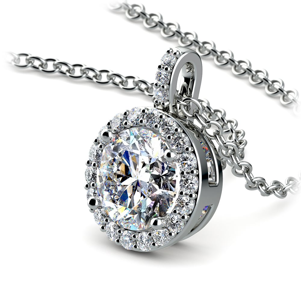 White Gold Halo Diamond Necklace (1 1/2 Ctw) | 03