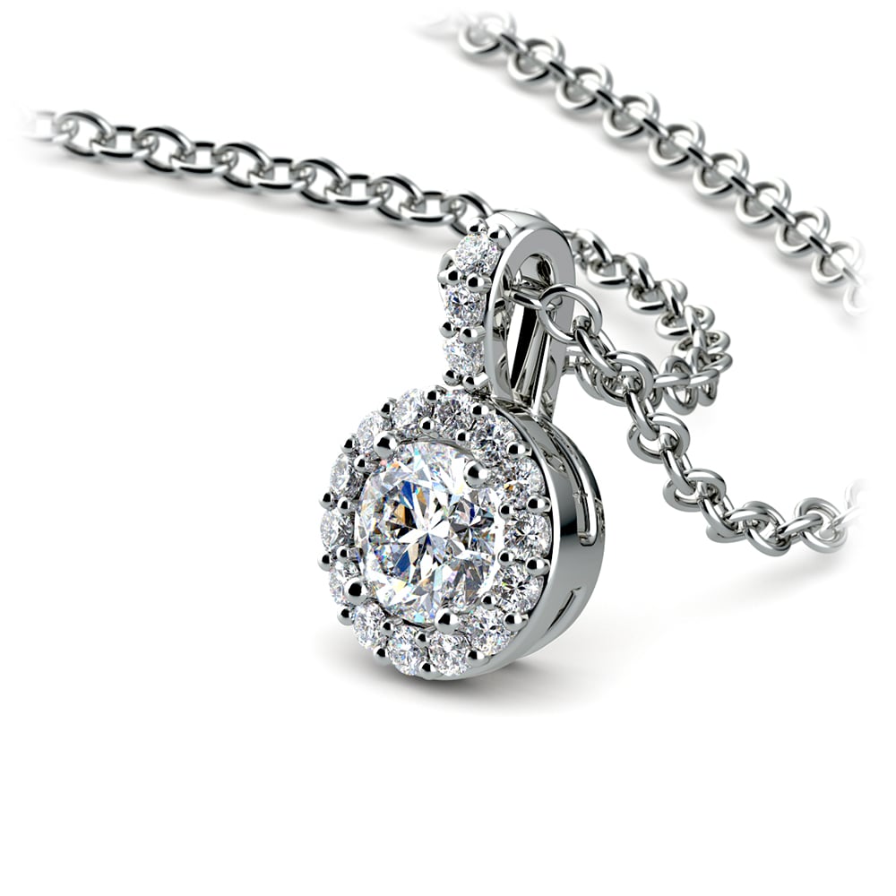 Diamond Halo Pendant Necklace In White Gold (1/2 Ctw) | 03