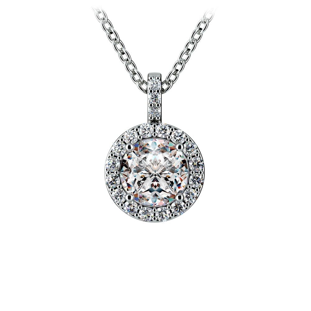 1 Ctw Halo Diamond Necklace In White Gold  | 01