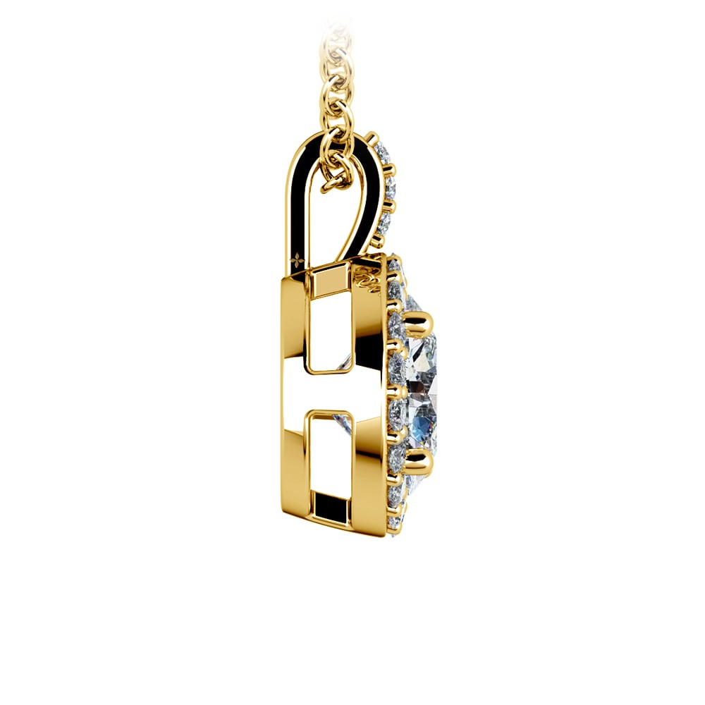 Yellow Gold Halo Diamond Necklace (1 1/2 Ctw) | 02