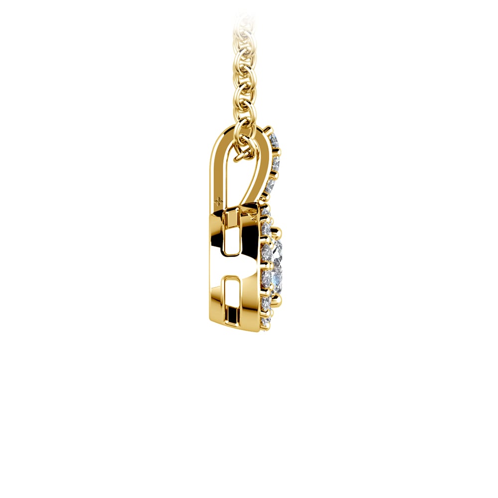 Diamond Halo Pendant Necklace In Yellow Gold (1/2 Ctw) | 02