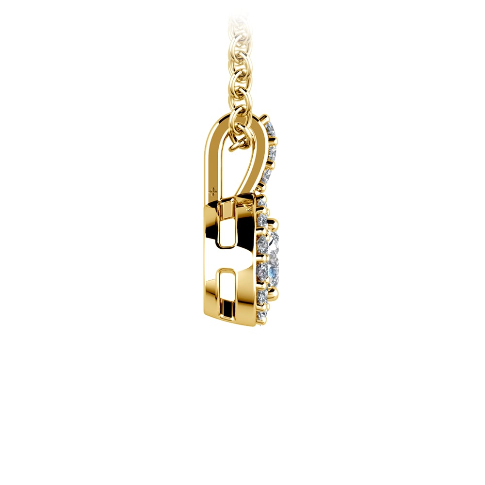 Yellow Gold Diamond Halo Pendant Necklace (3/4 Ctw) | 02