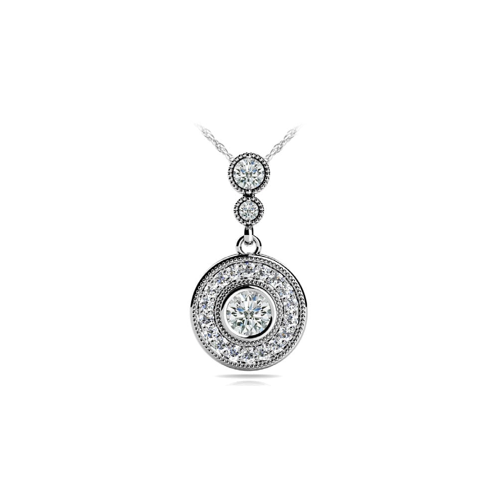 Vintage Diamond Dangle Pendant Necklace In White Gold | 01