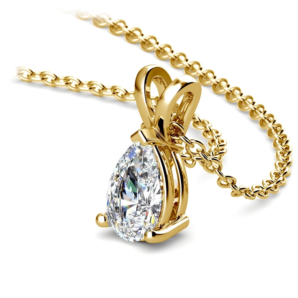1/2 Carat Pear Diamond Solitaire Necklace In Gold | 03