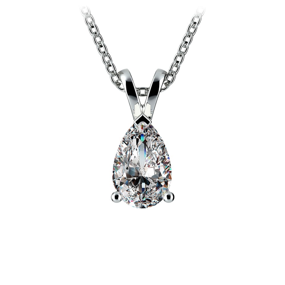 One Carat Pear Shaped Diamond Necklace In Platinum | 01