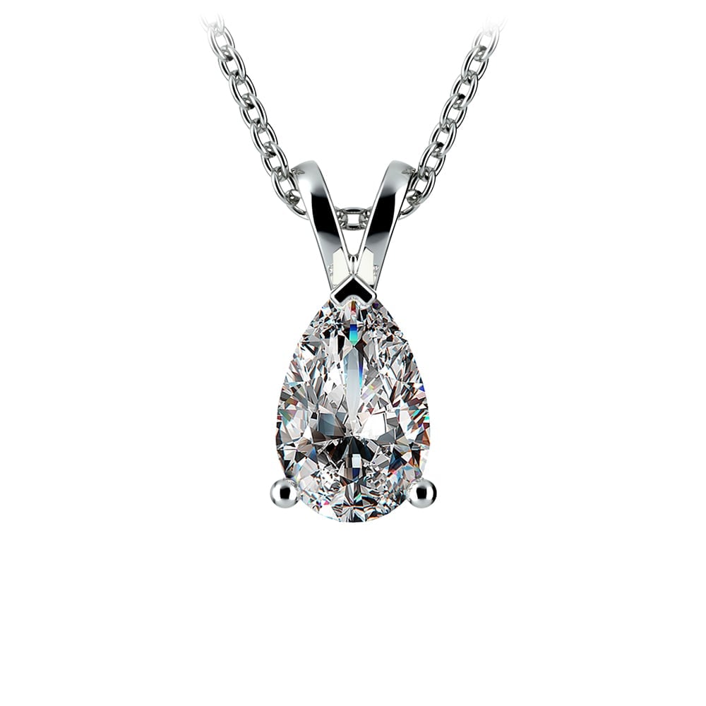 1 1/2 Carat Pear Shaped Diamond Necklace In White Gold | 01