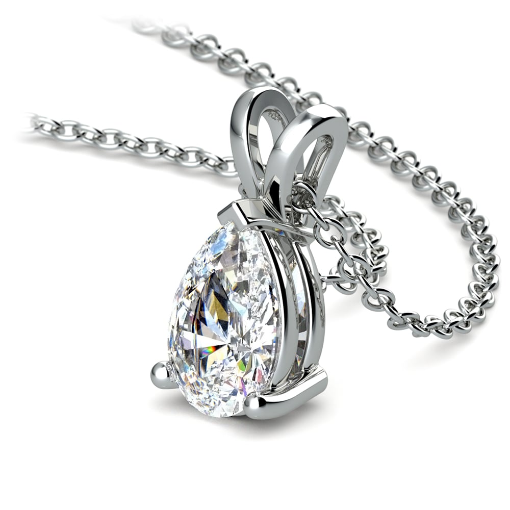 1 1/2 Carat Pear Shaped Diamond Necklace In White Gold | 03
