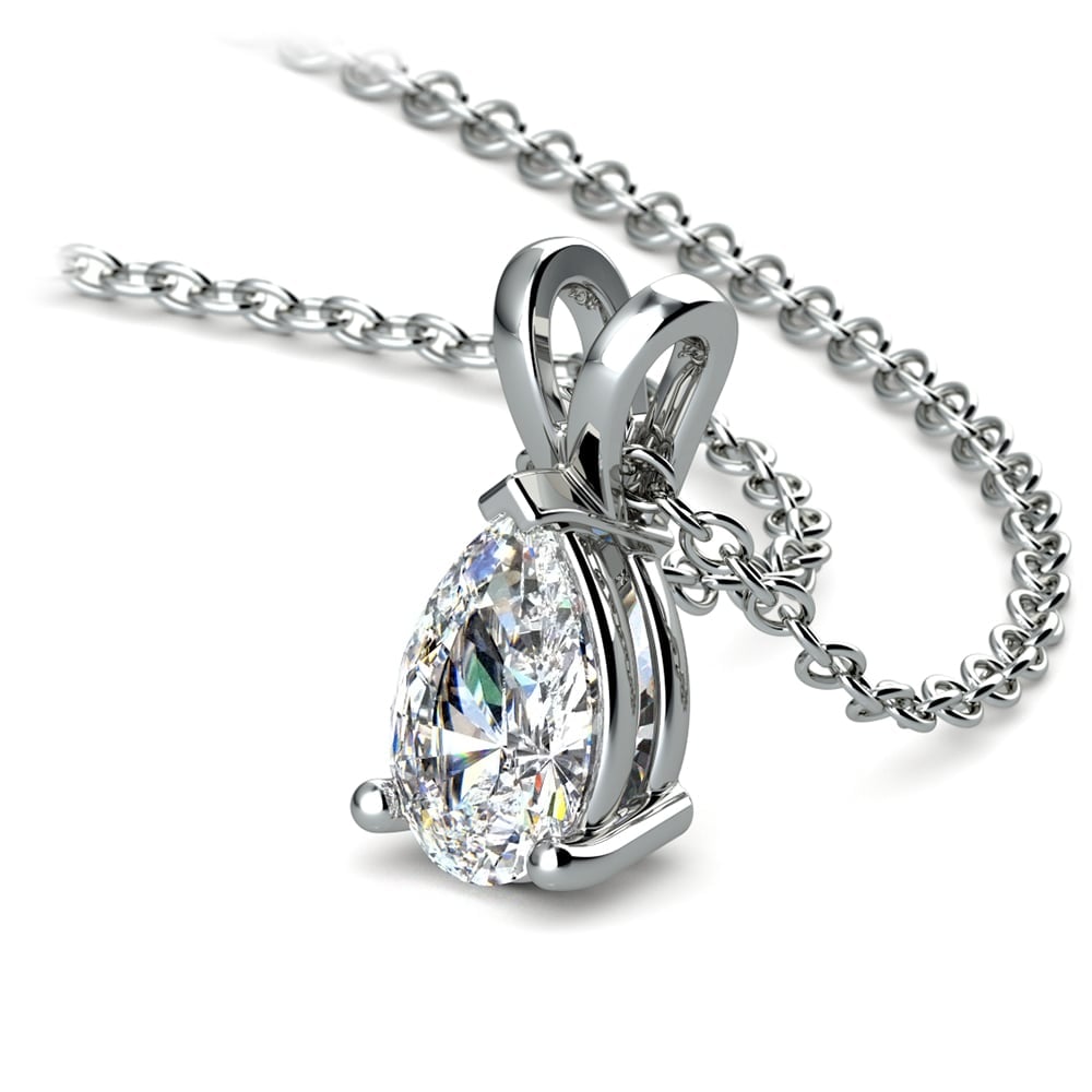1/2 Carat Pear Diamond Solitaire Necklace In White Gold | Thumbnail 03