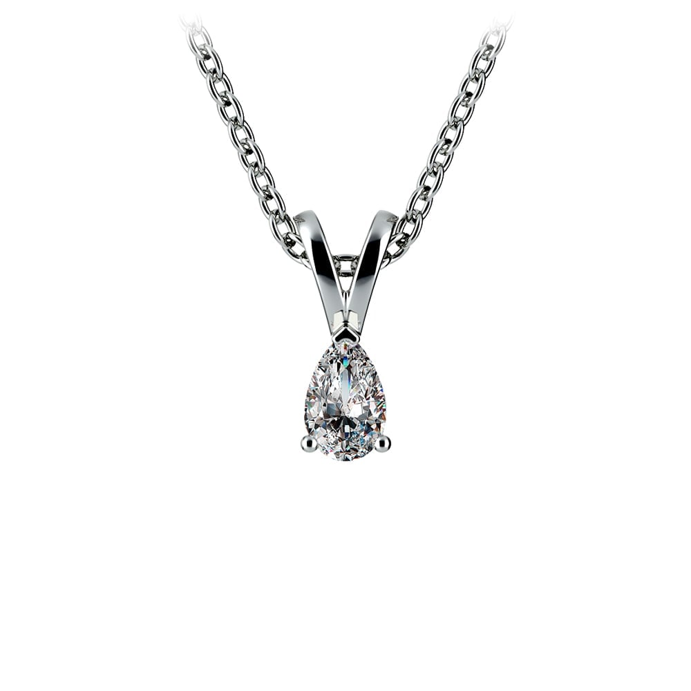 Pear Shaped Diamond Pendant Necklace In White Gold (1/5 ctw) | 01