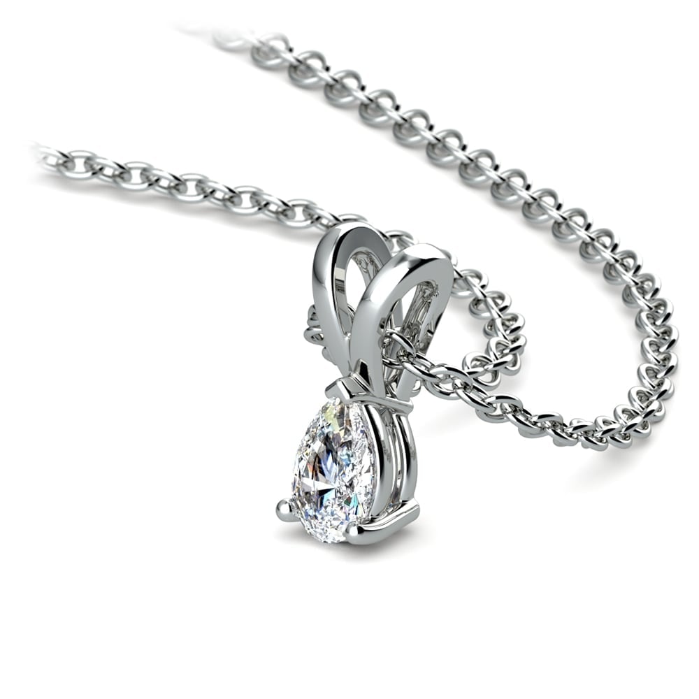 Pear Shaped Diamond Pendant Necklace In White Gold (1/5 ctw) | 03