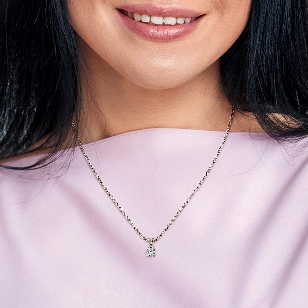 Pear Shaped Diamond Pendant Necklace In White Gold (1/5 ctw) | 04