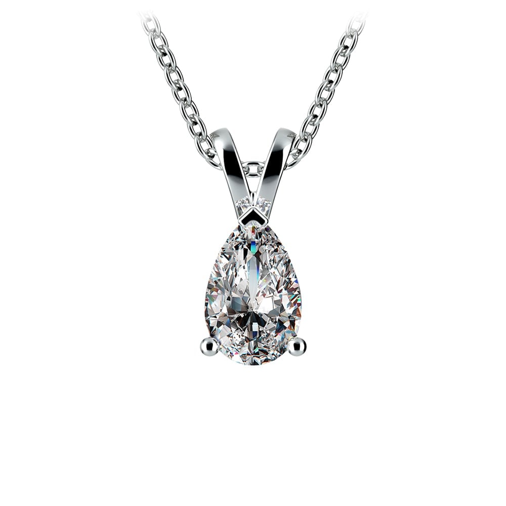 Pear Shaped Diamond Pendant Necklace In White Gold (3/4 Ctw) | 01