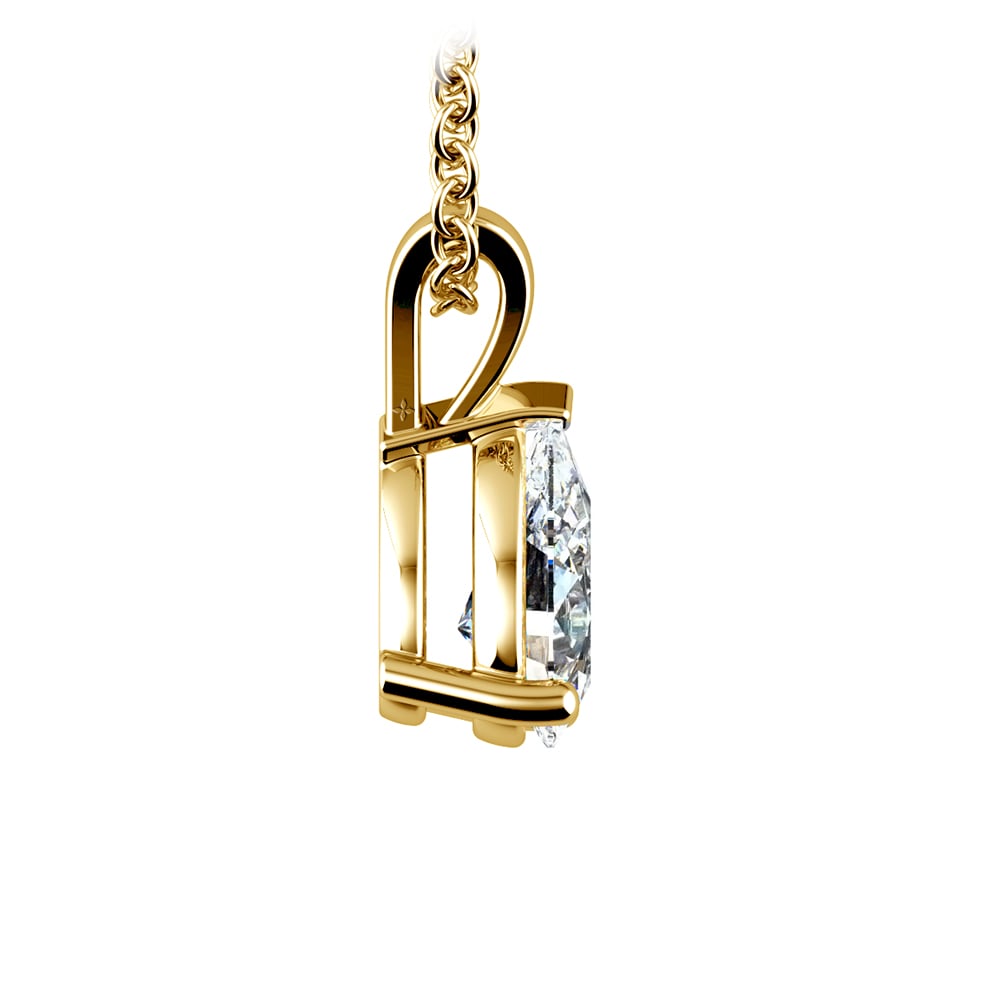 One Carat Pear Shaped Diamond Necklace In Yellow Gold | 02