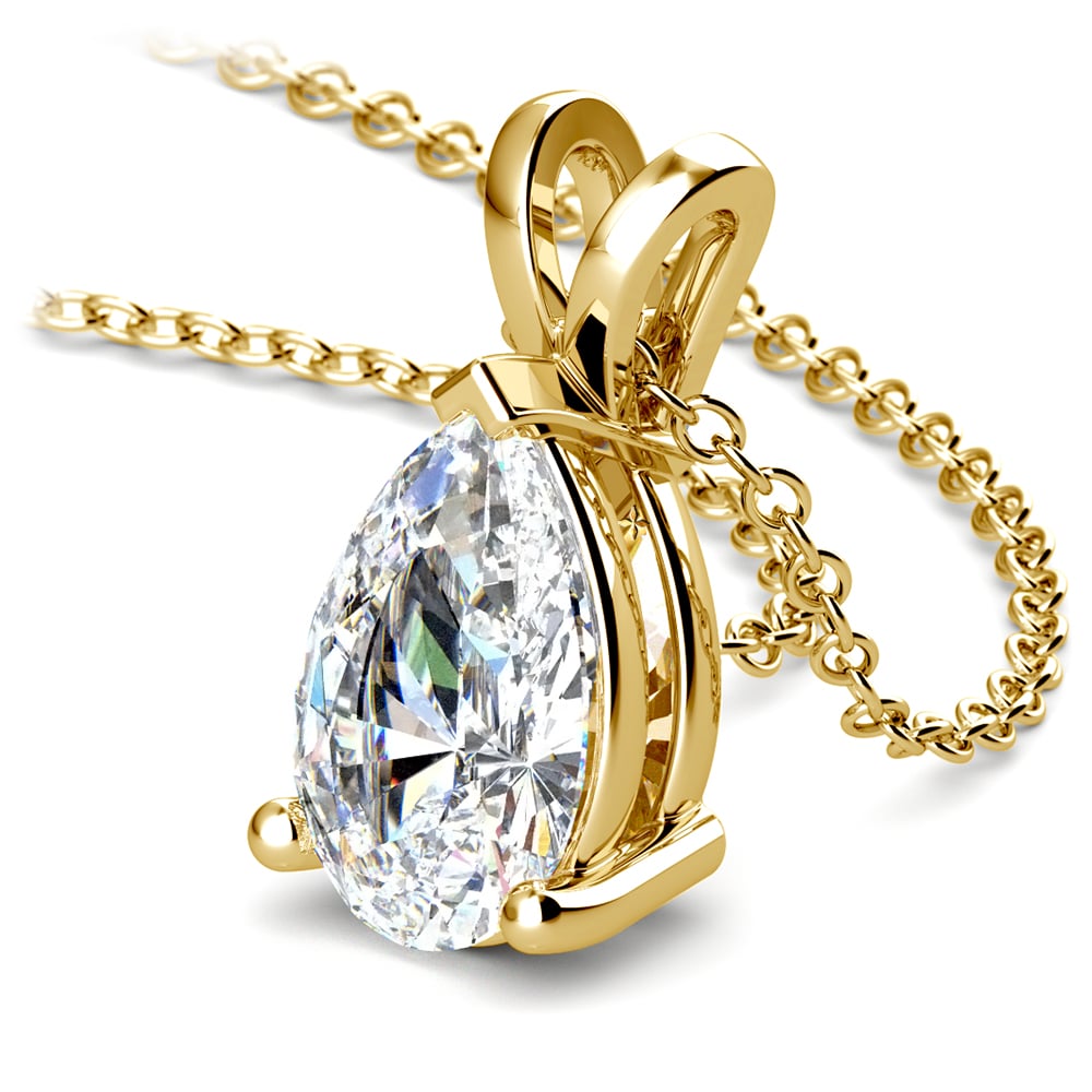 3 Carat Pear Shaped Diamond Necklace In Yellow Gold | 03