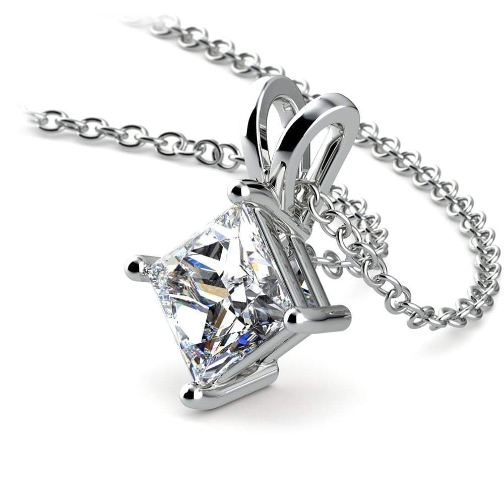 1 1/2 Carat Princess Diamond Solitaire Necklace In Platinum | 03