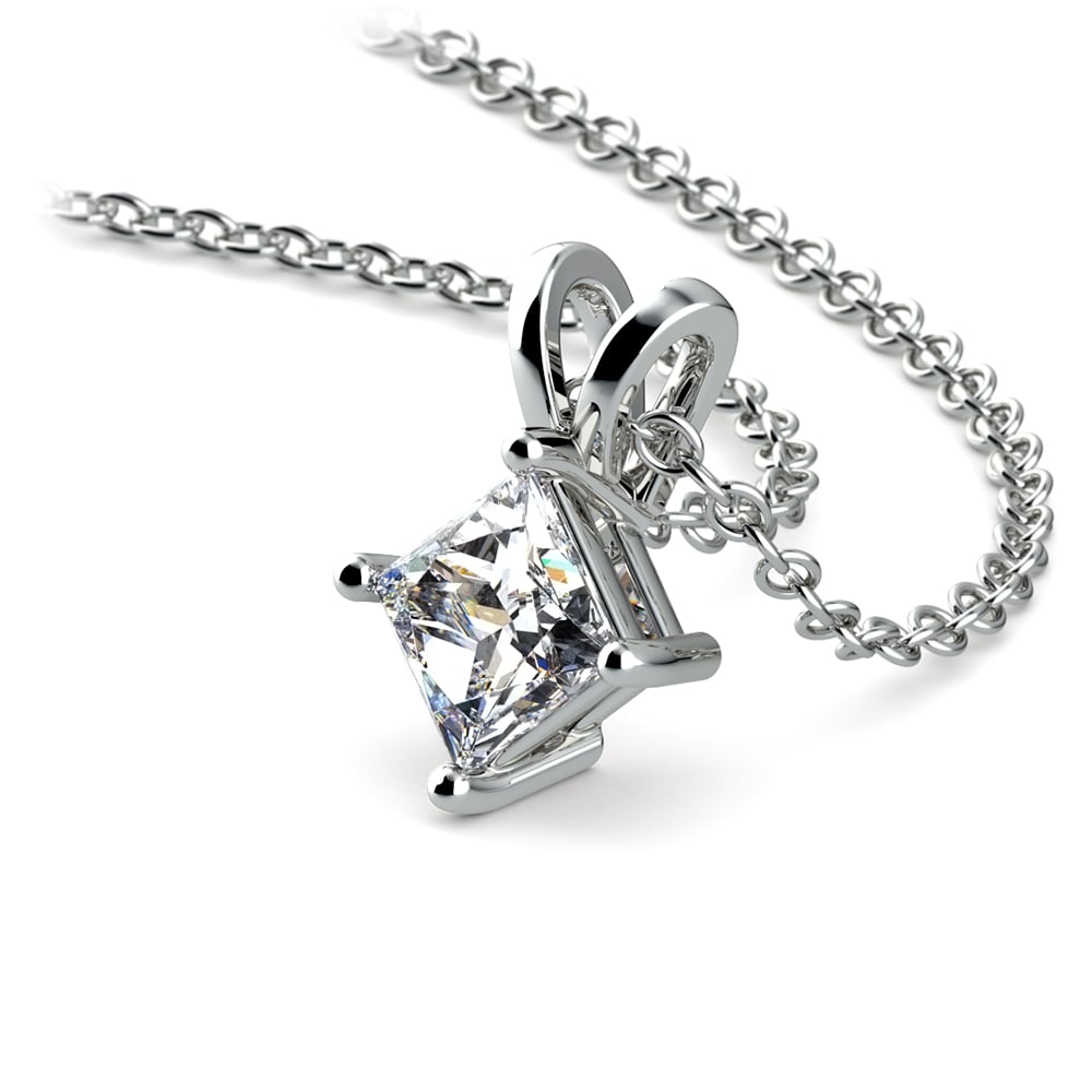 1/2 Carat Princess Cut Solitaire Diamond Pendant In Platinum | 03