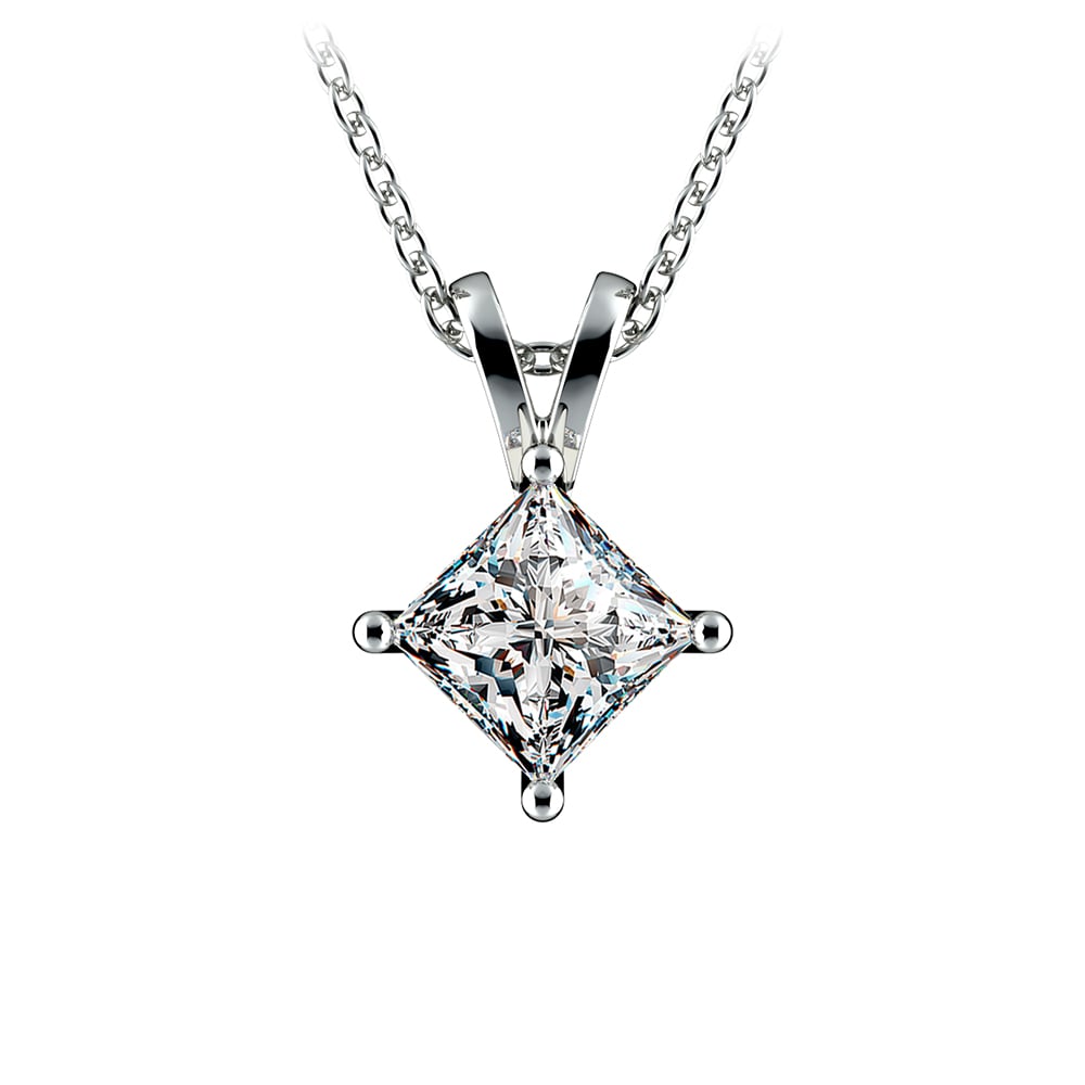One Carat Princess Diamond Necklace Solitaire In Platinum | 01