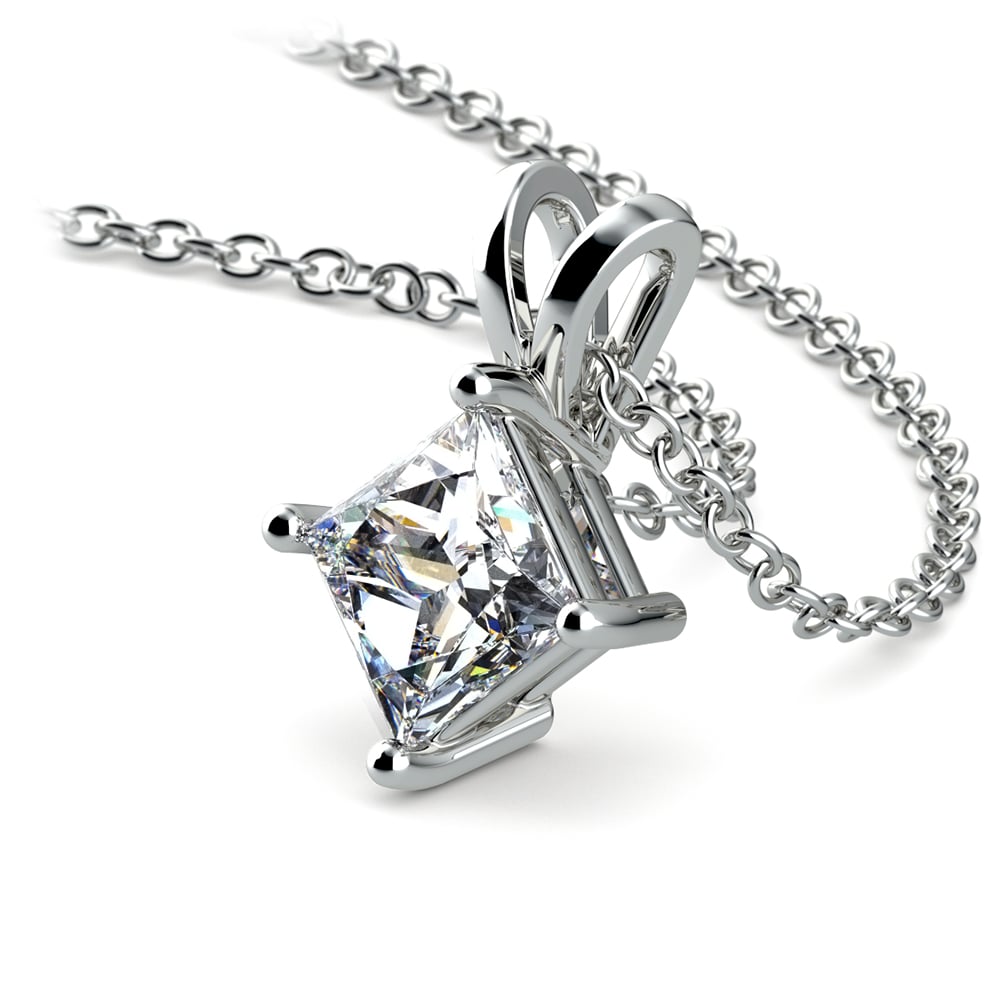 One Carat Princess Diamond Necklace Solitaire In Platinum | 03