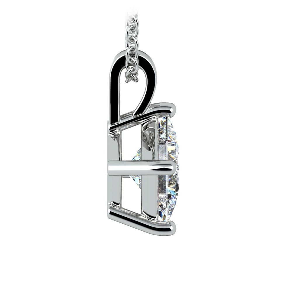 Two Carat Princess Diamond Solitaire Platinum Necklace | 02